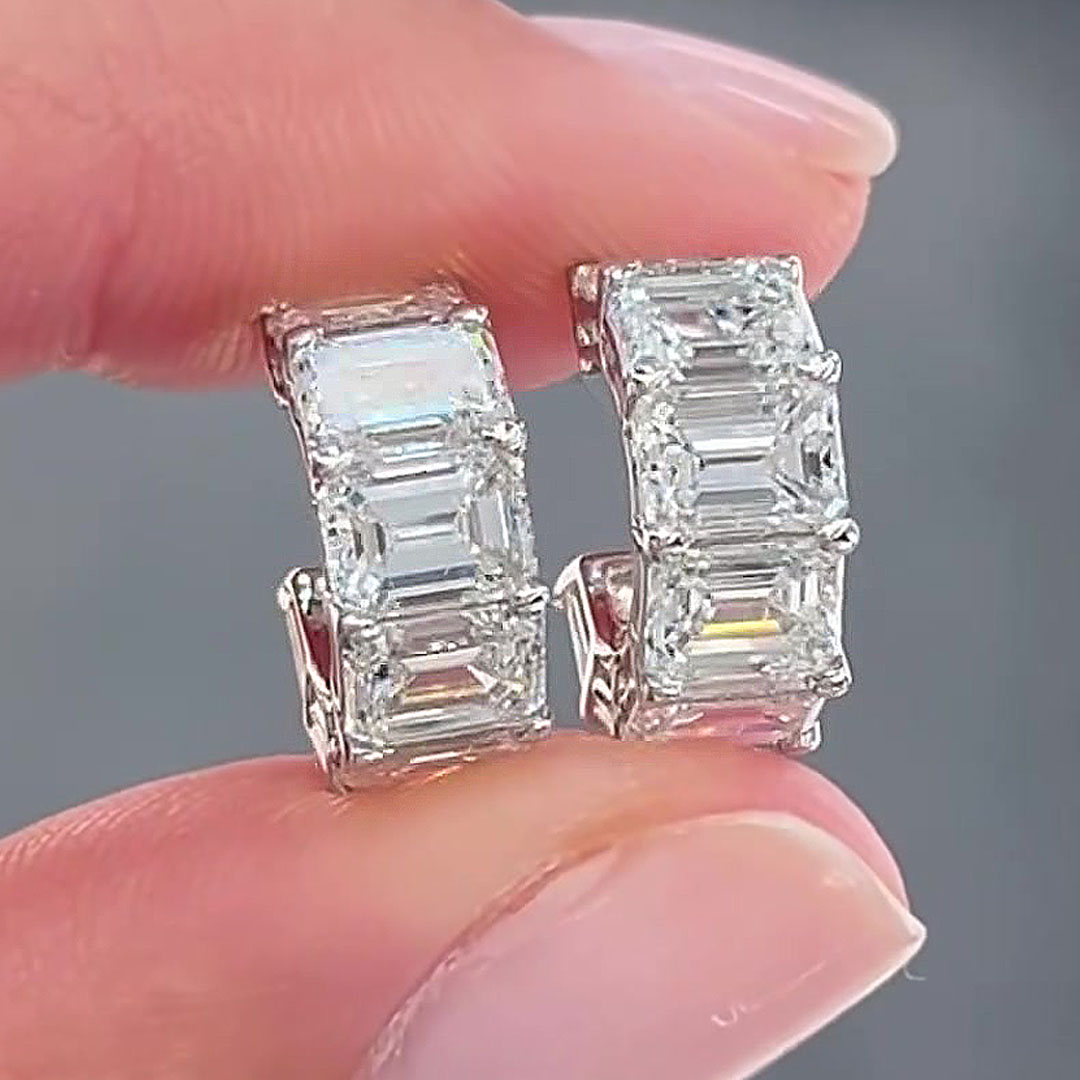 Emerald Cut White Sapphire Stud Earrings