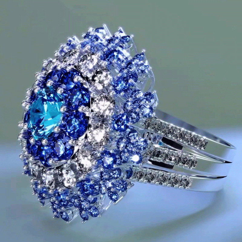 5ct Oval Cut Blue Sapphire Cocktail Ring
