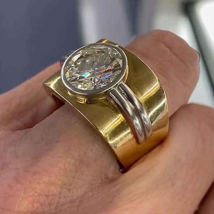 6ct Bezel Setting Round Cut White Sapphire Men's Engagement Ring