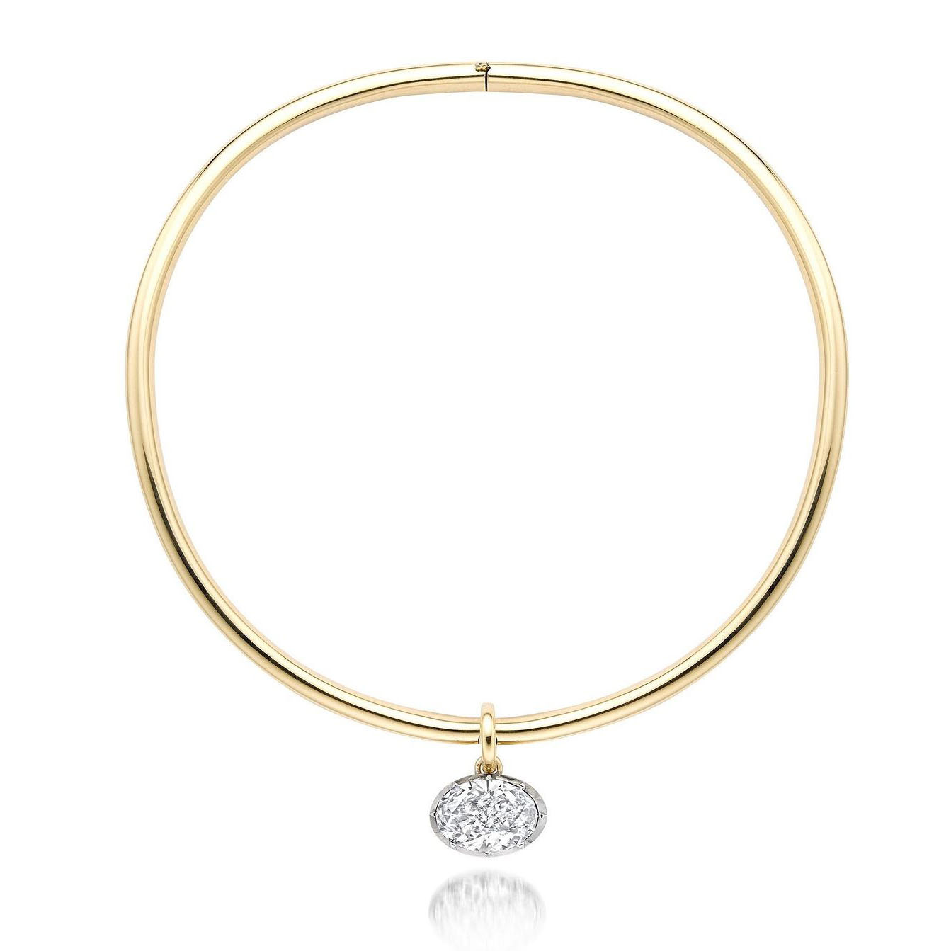 Oval Cut Diamond Bezel Setting Torque Necklace