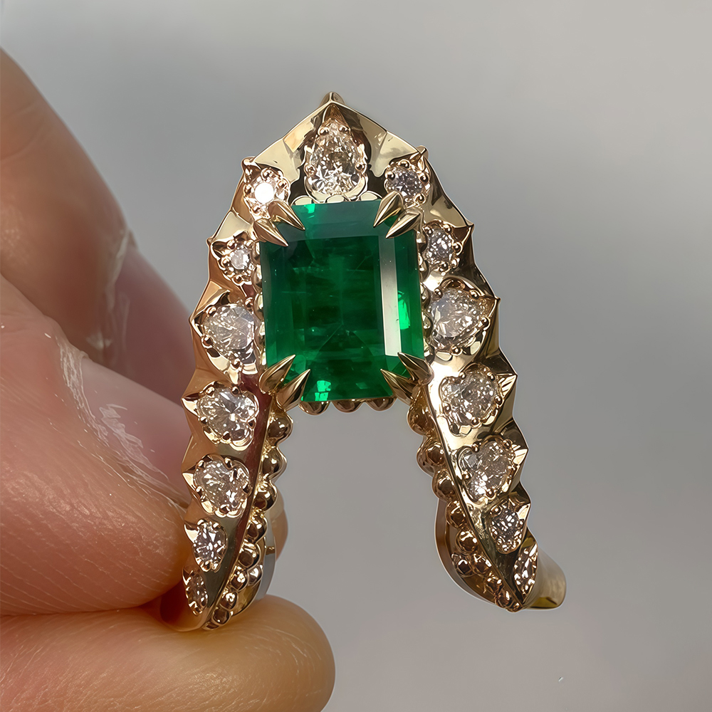 Emerald Cut Emerald Sapphire VANKI Ring