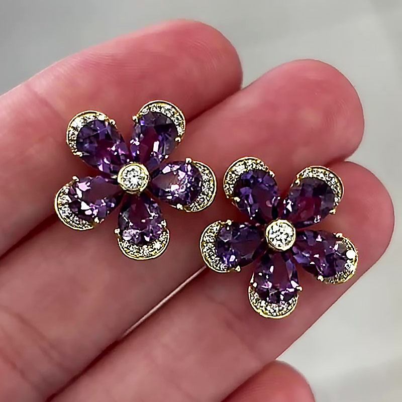 Pear Cut Amethyst Sapphire Ring&Necklace&Earrings Set / 3PCS
