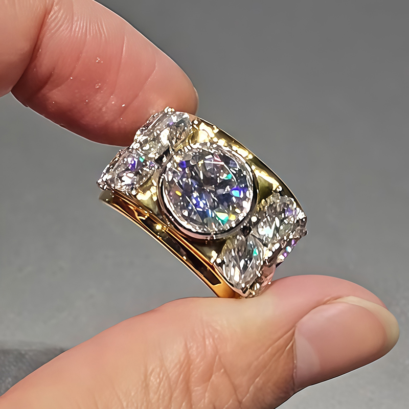 Bold Opulent 3ct Round Cut White Sapphire Wedding Band For Men