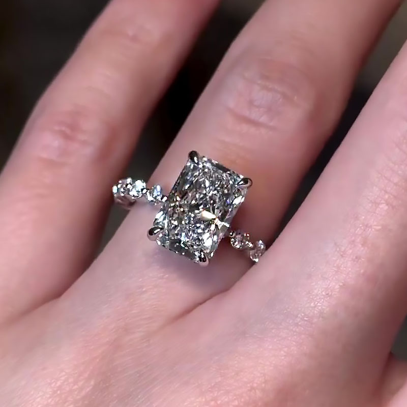 5ct Radiant Cut White Sapphire Engagement Ring