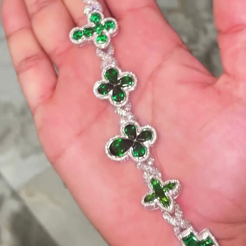 Men's Multi-Cut Emerald Sapphire&Diamond Bracelet