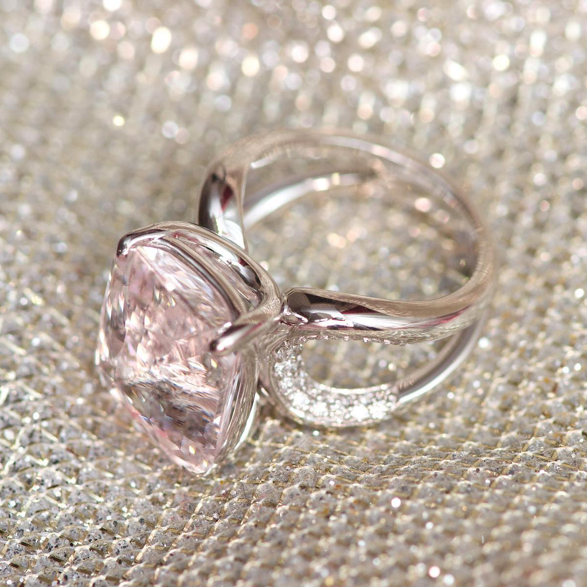 Elegant 5ct Radiant Cut Light Pink Sapphire Engagement Ring