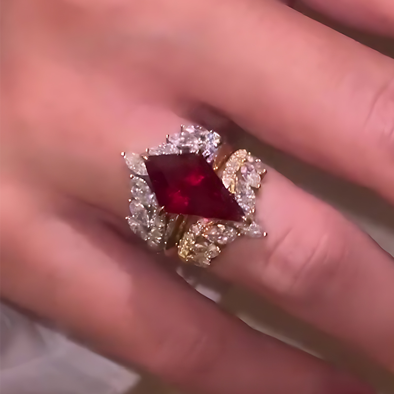3ct Kite-cut Ruby Engagement Ring Set  / 3-Piece