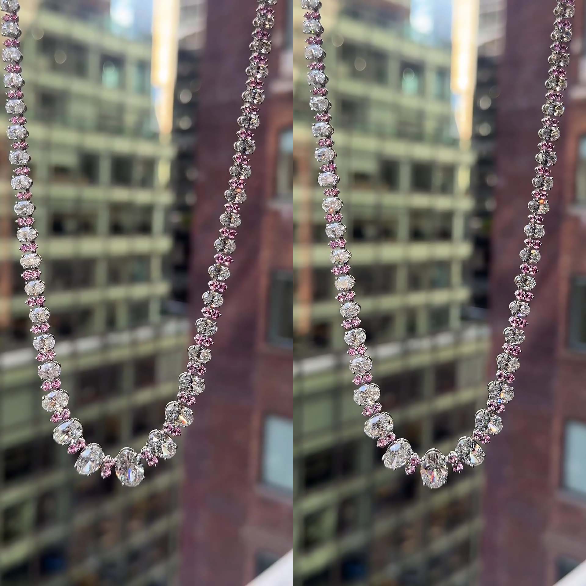Oval Cut White Sapphire Necklace