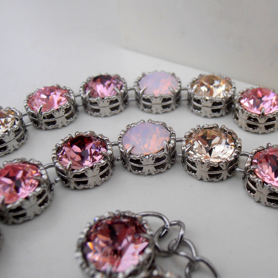 Art deco Rose Water Opal Pink Sapphire Necklace