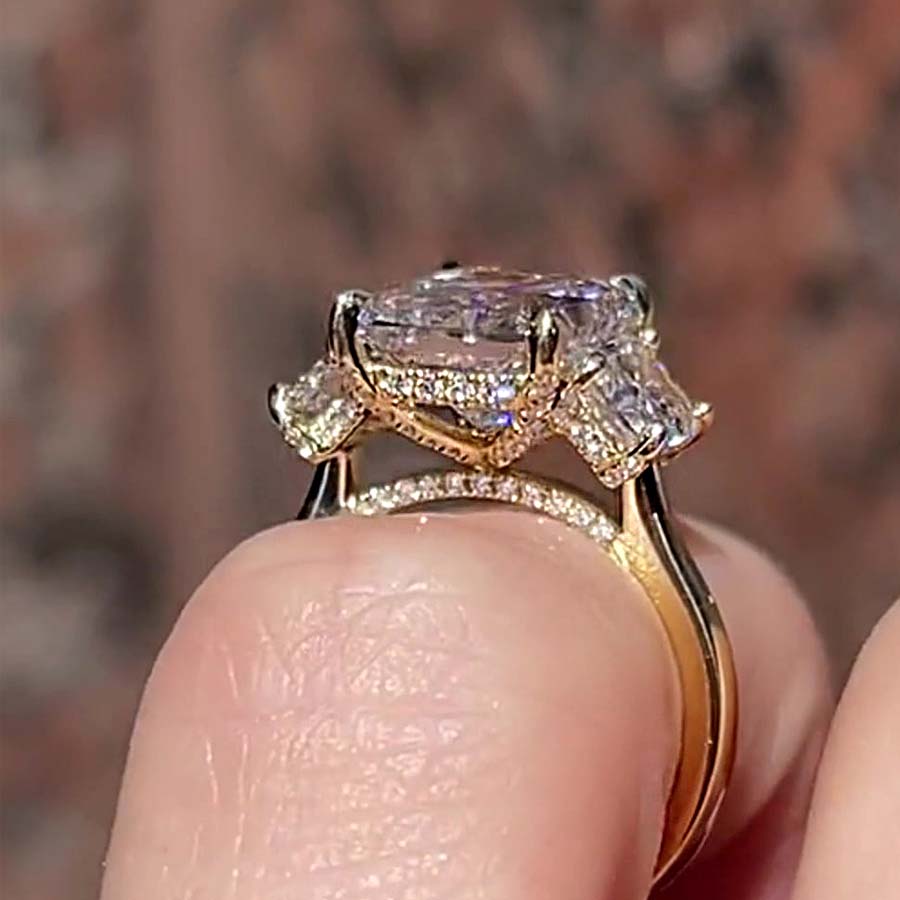 5ct Three-Stone Radiant Cut White Sapphire Engagement Ring