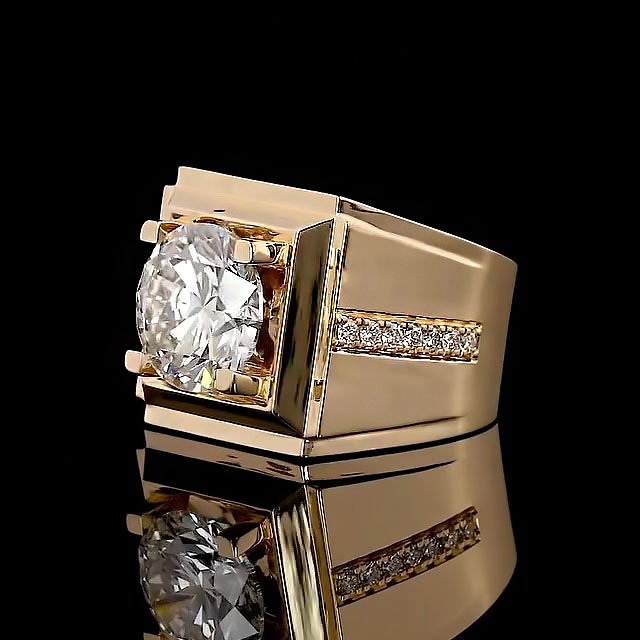 5ct Round Cut White Sapphire Men's Engagement Ring