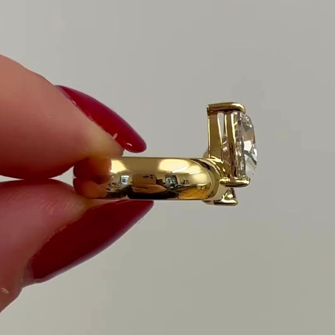 2.25ct Triangle Cut White Sapphire Toi et Moi Ring