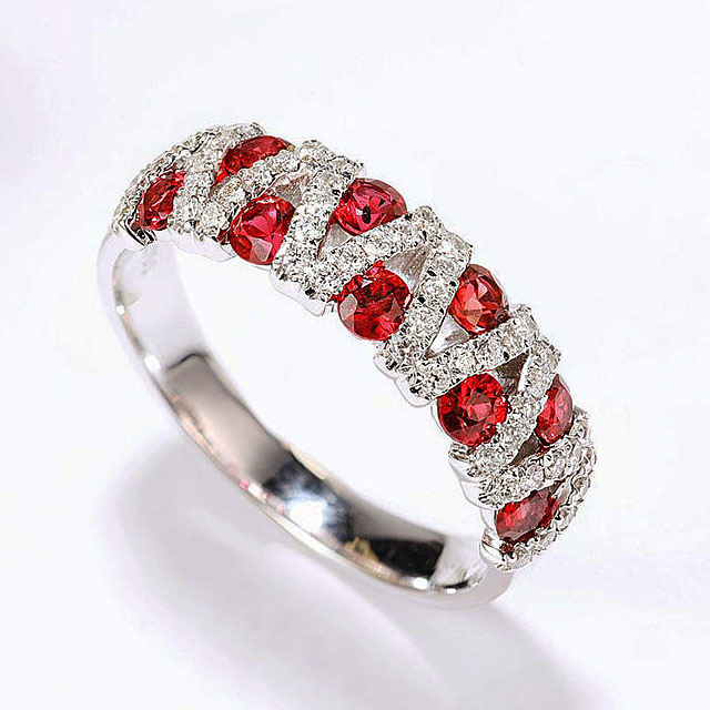 1.75ct Round Cut Ruby Sapphire Half Eternity Ring