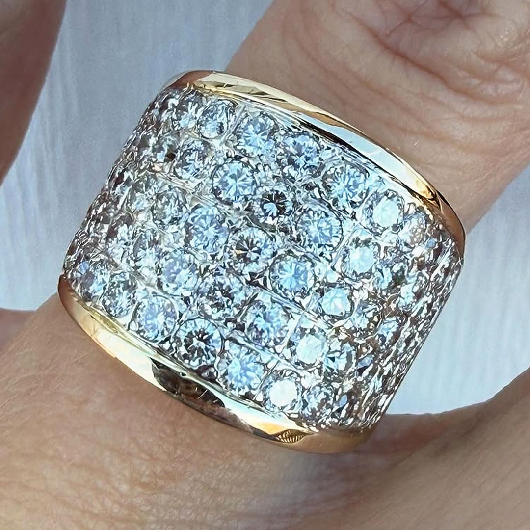 6.85ct Micro Pave Setting Round Cut White Sapphire Wedding Ring