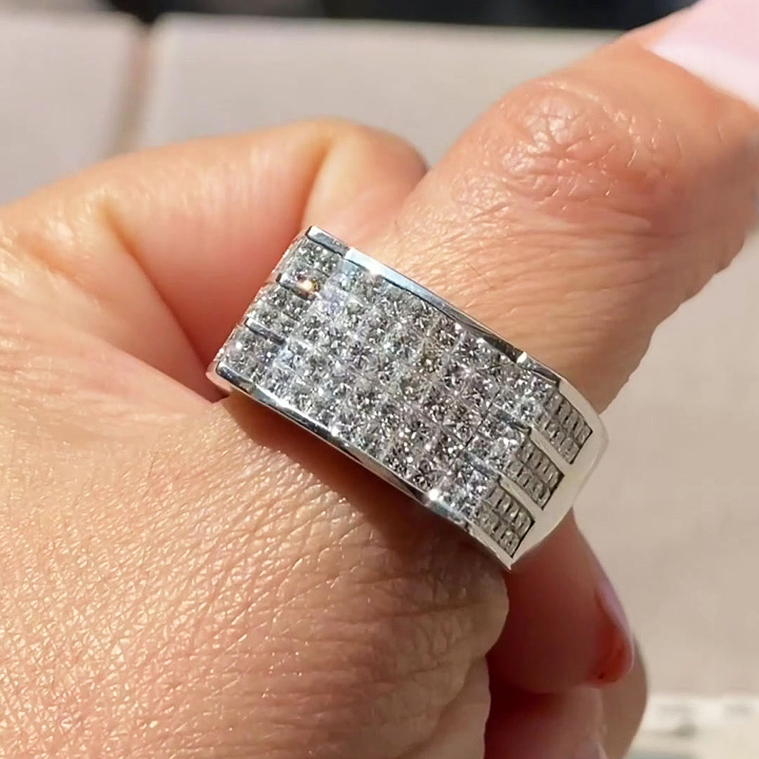 5.45ct Men's Bezel Setting Round Cut Diamond Band