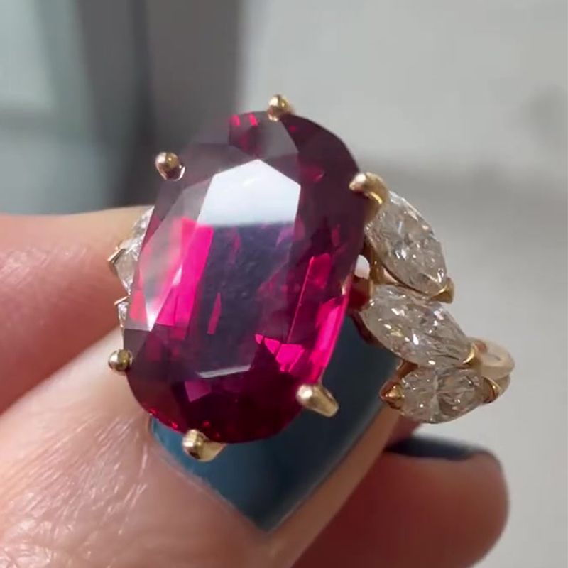 3ct Oval Cut Ruby Sapphire Engagement Ring