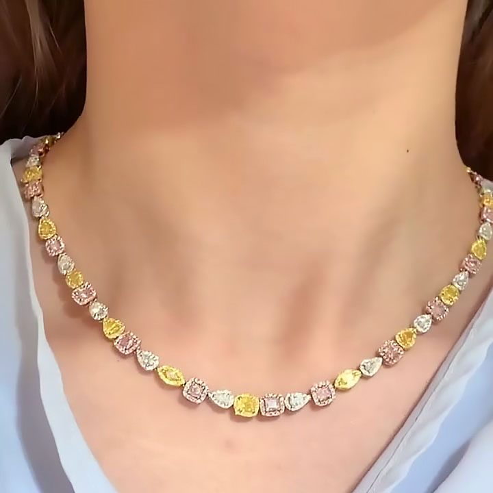 Multi-cut Rainbow Sapphire Necklace