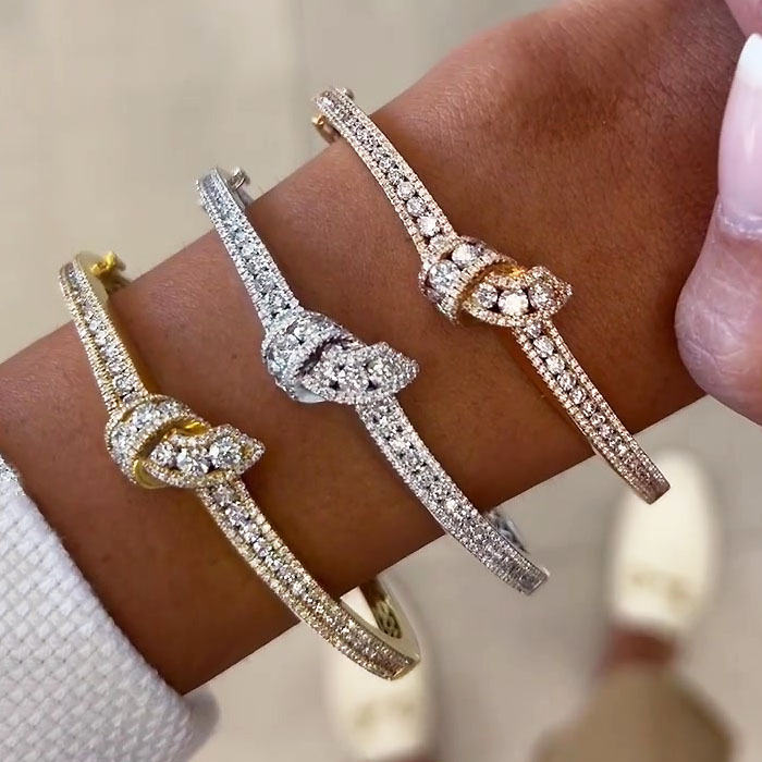 Fashion Round Cut Diamond Tight Knot Bracelet