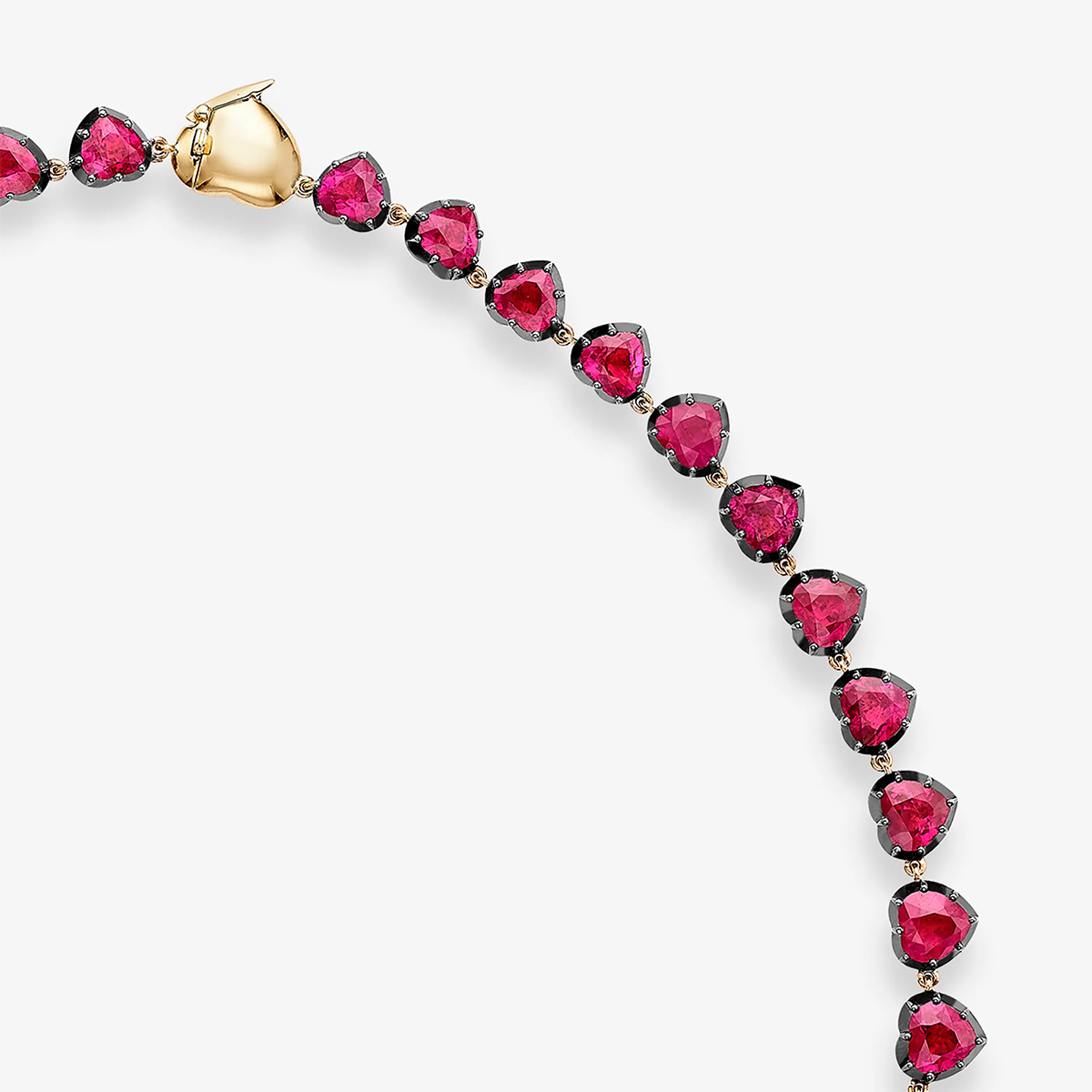 Ruby Heart Button Back Necklace
