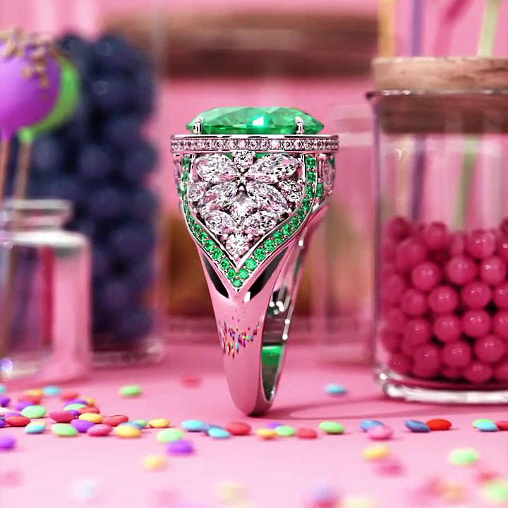 4ct Oval Cut Emerald Sapphire Engagement Ring