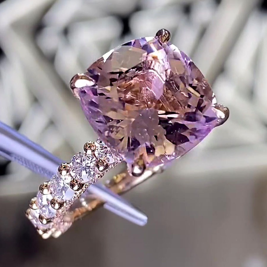 5ct Cushion Cut Pink Sapphire Engagement Ring