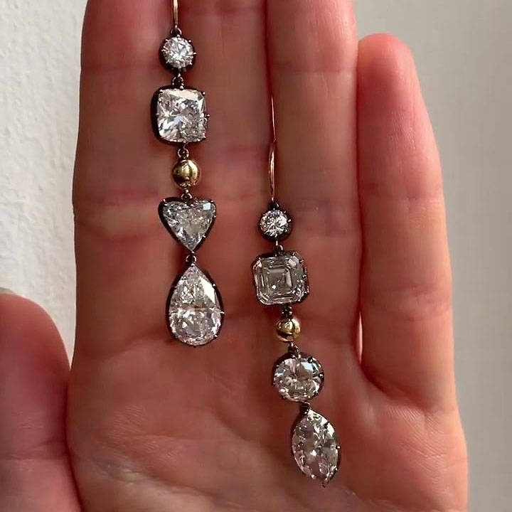 Multi-cut White Sapphire Drop Earrings