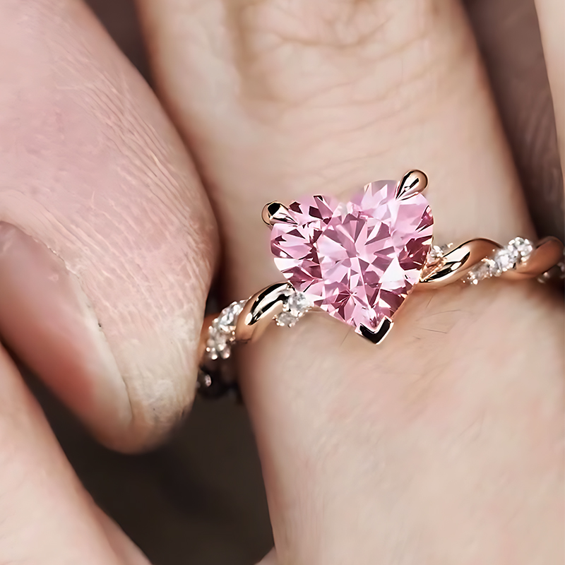 Romantic Rose Gold 2ct Heart Cut Pink Sapphire Engagement Ring