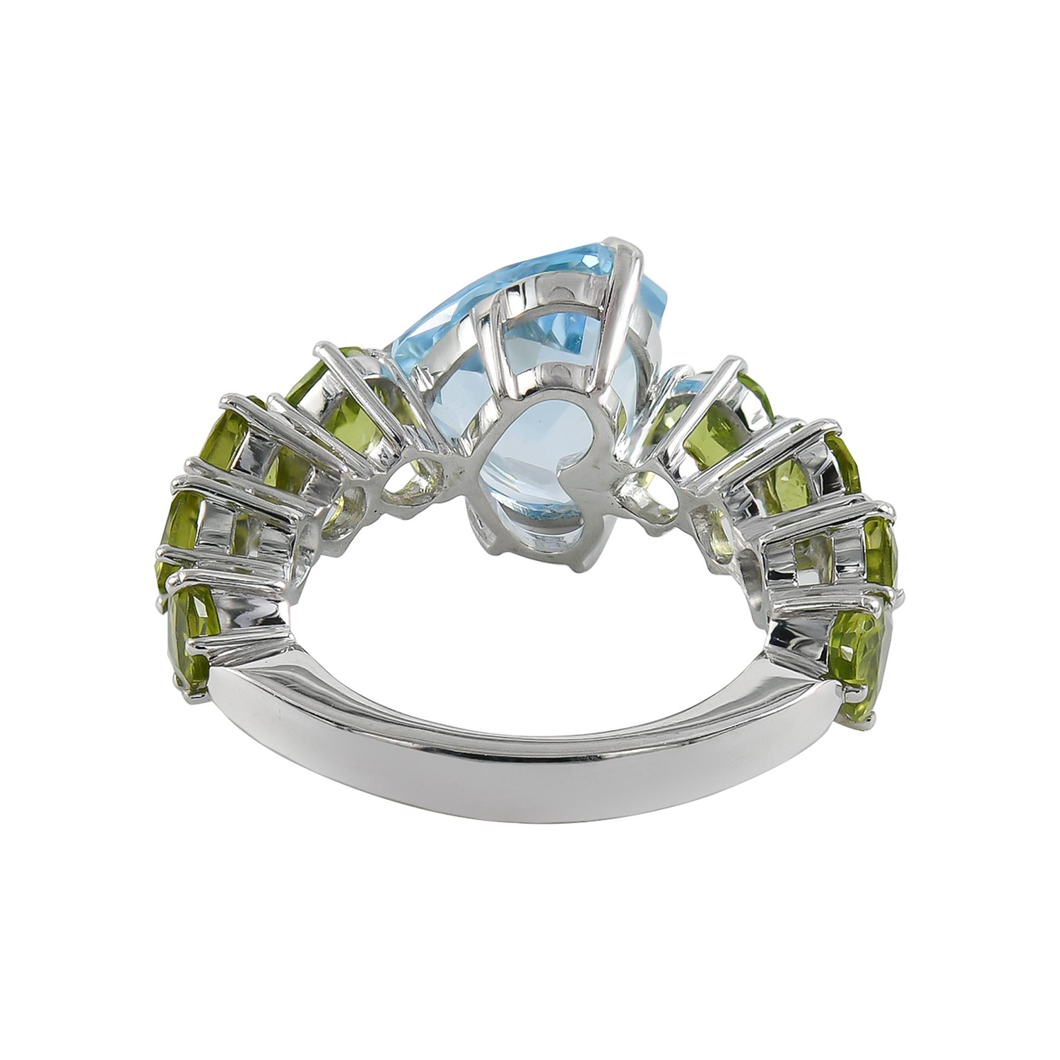 5ct Trillion Cut Aquamarine & Peridot Two-tone Ring