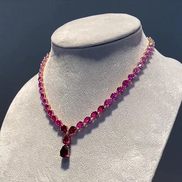 Gradient Pear Cut Multi-color Pendant Necklace