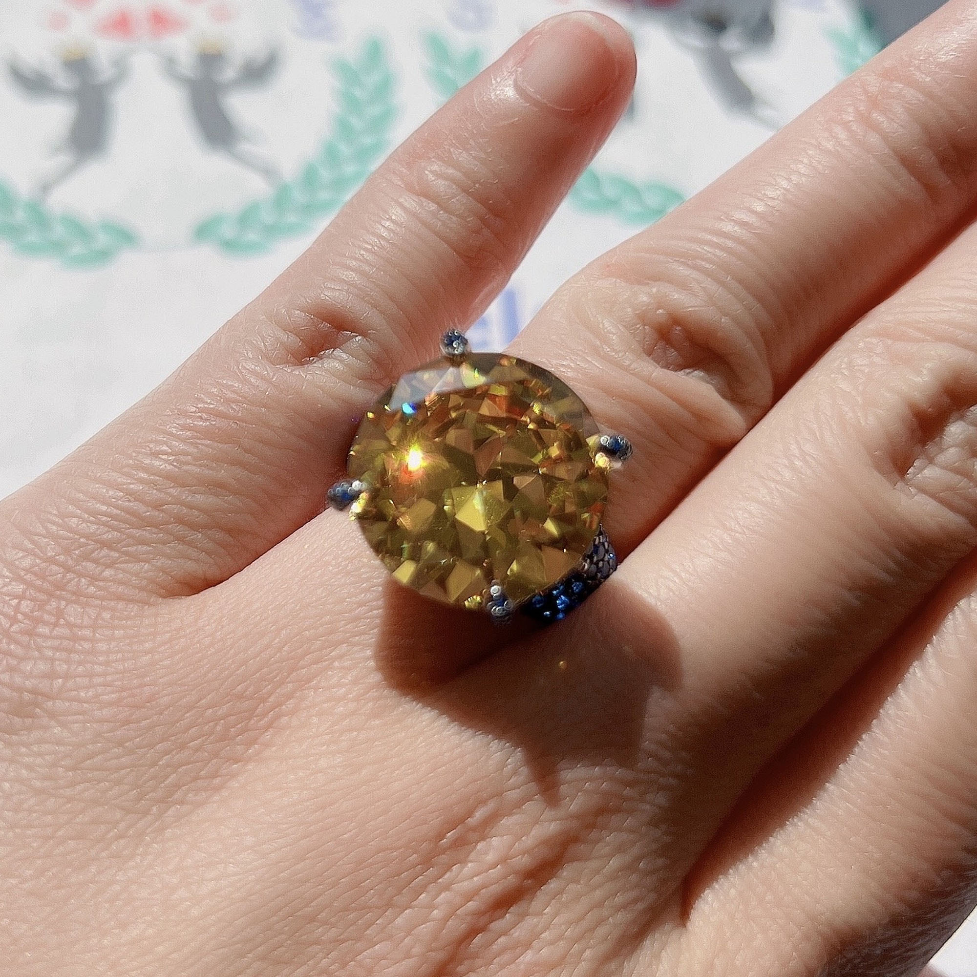 Luxury 20ct Round Cut Yellow Sapphire Engagement Ring