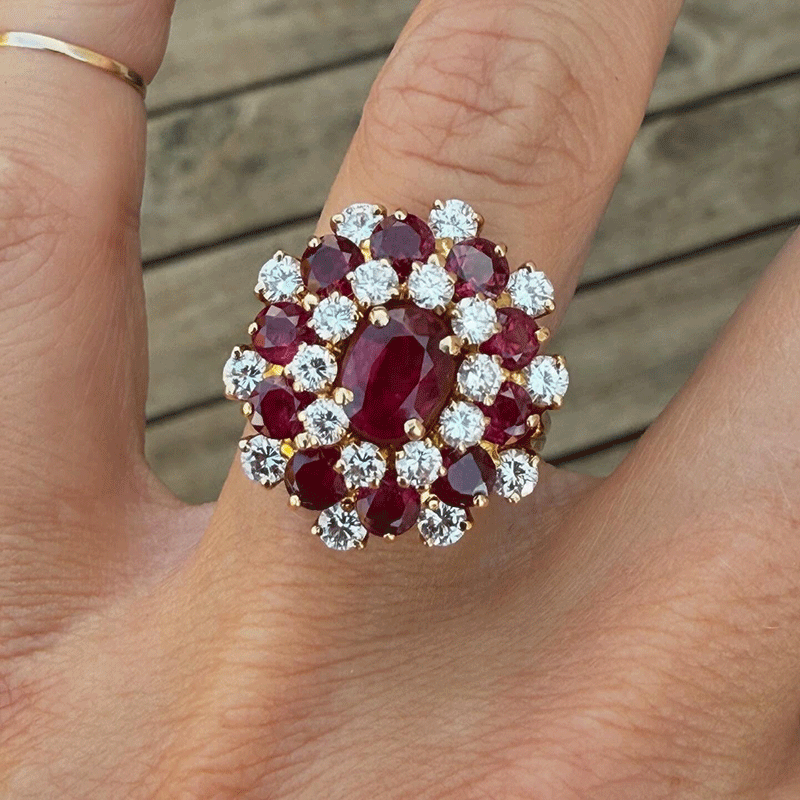 3ct Oval Cut Ruby Sapphire Halo Cocktail Ring