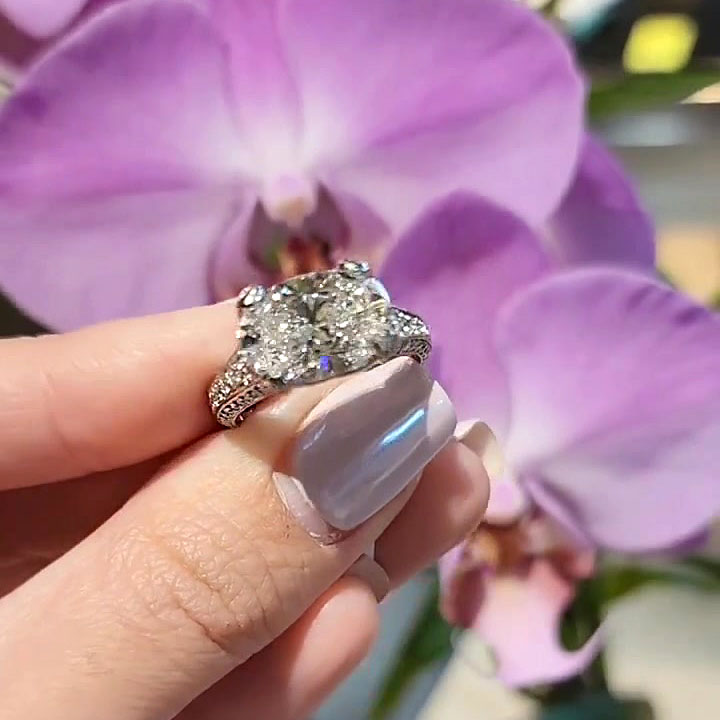 3ct East-west Design Oval Cut White Sapphire Engagement Ring