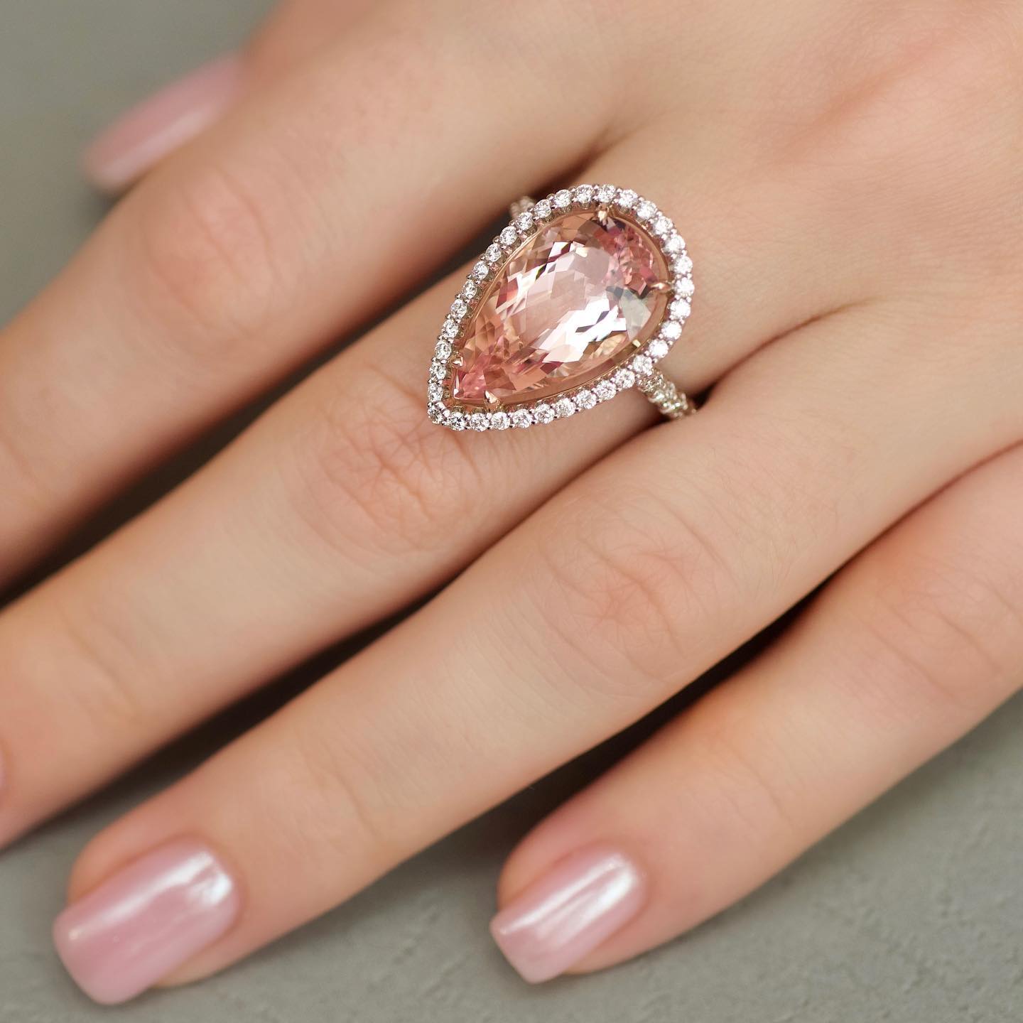 Halo 4ct Pear Cut Pink Sapphire Engagement Ring