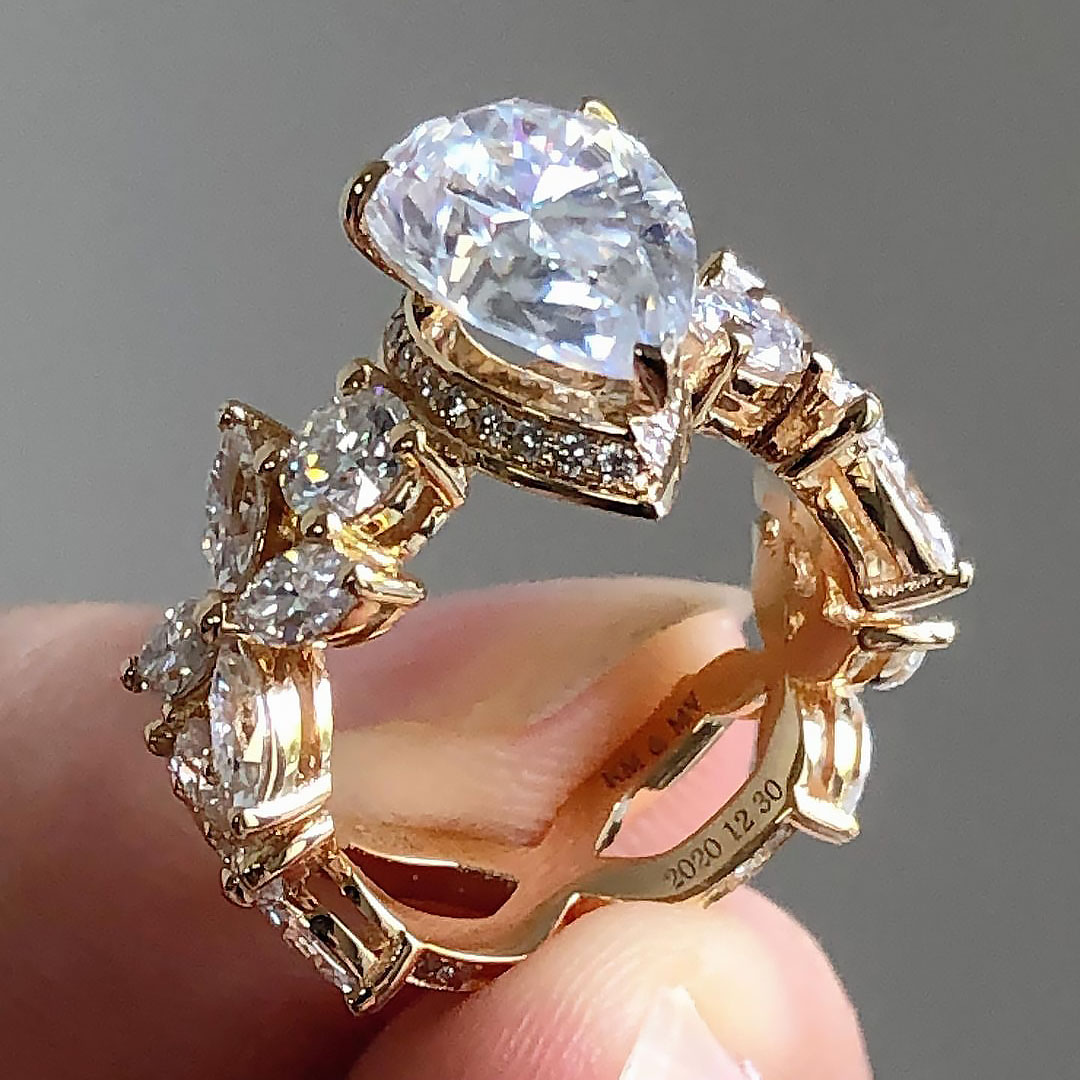 4ct Pear Cut White Sapphire Engagement Ring