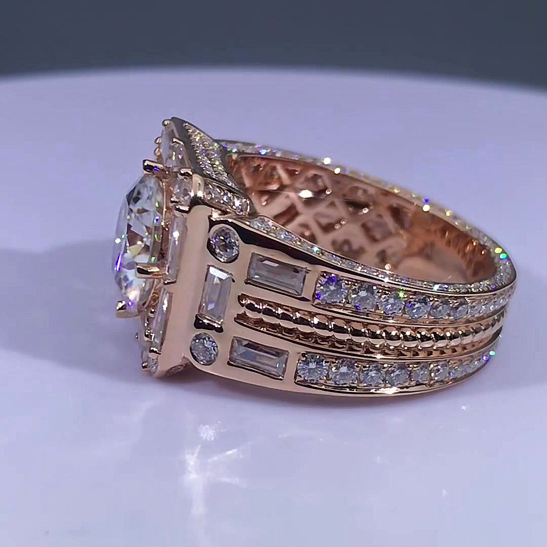 5ct Round Cut White Sapphire Men's Engagement Ring