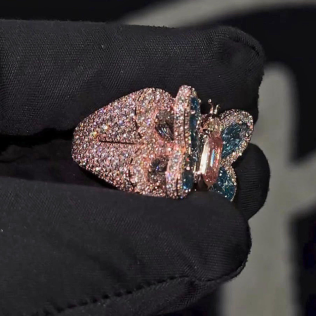 2ct Butterfly Emerald Cut Pink Sapphire Engagement Ring