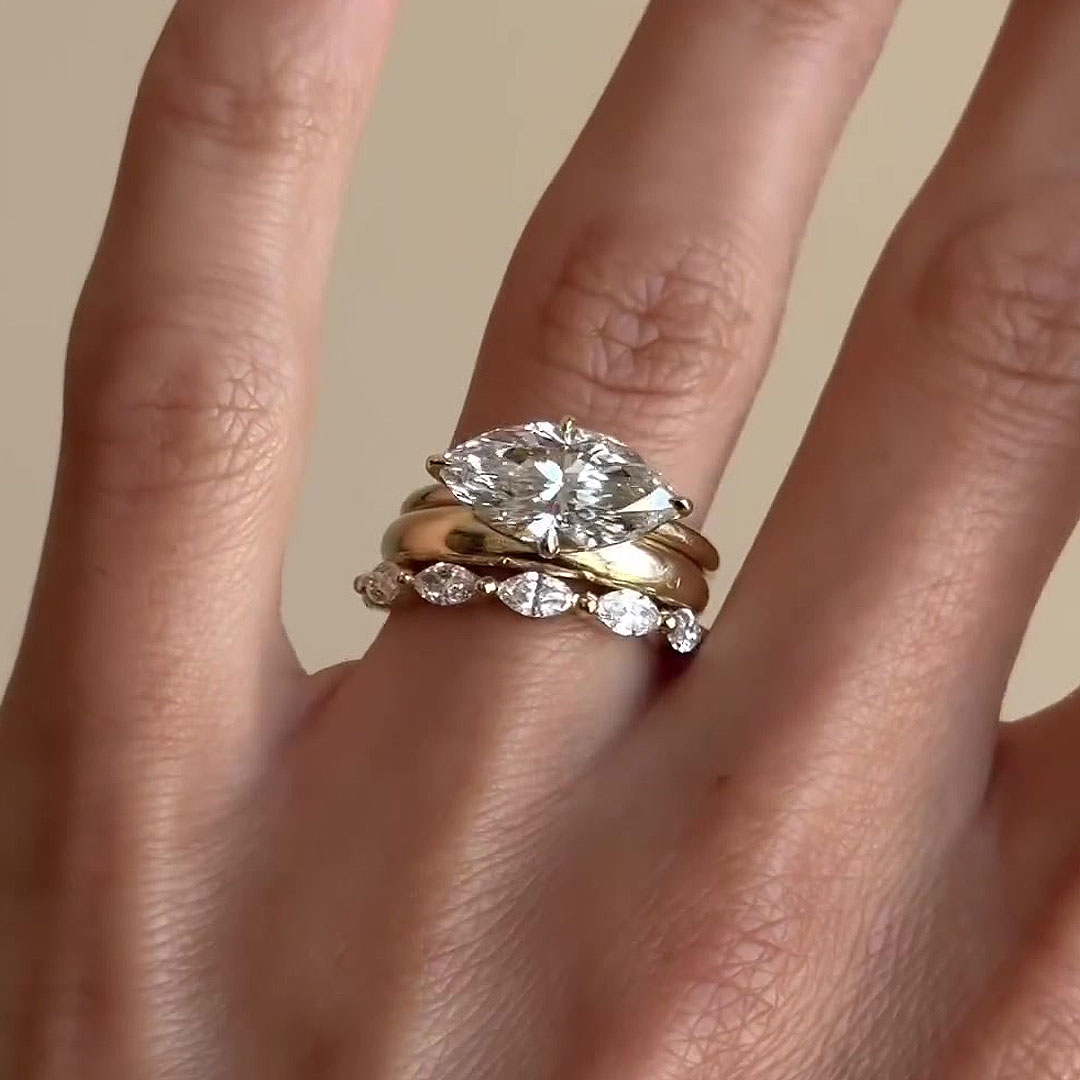 2ct Marquise Cut White Sapphire Wedding Set/3pcs