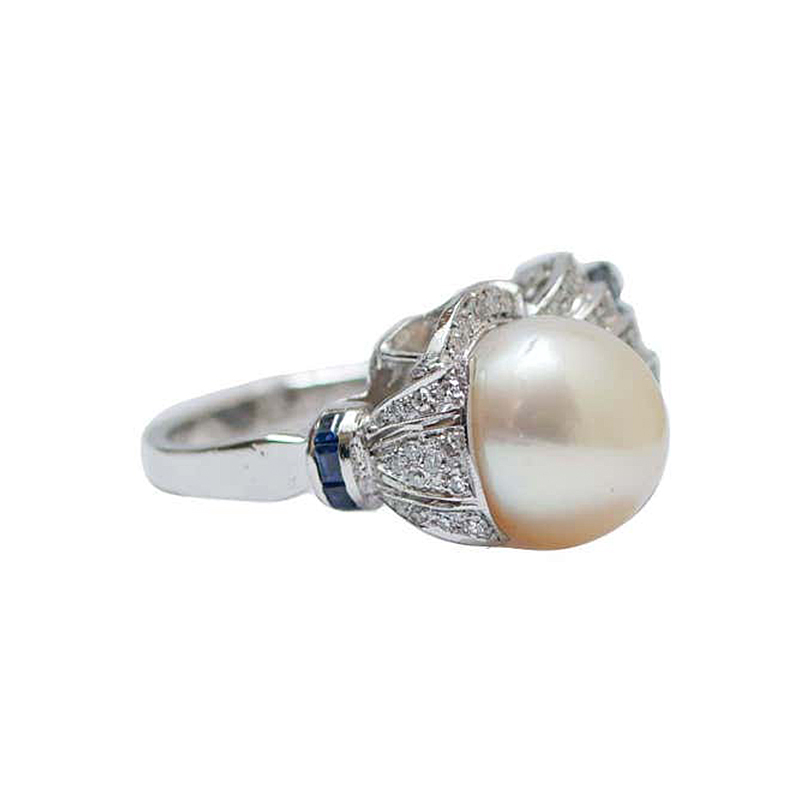 Antique Pearl&Diamond&Sapphire Cocktail Ring