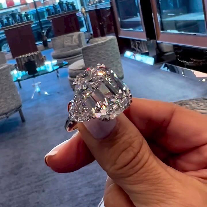 6ct Octagon Cut White Sapphire Engagement Ring