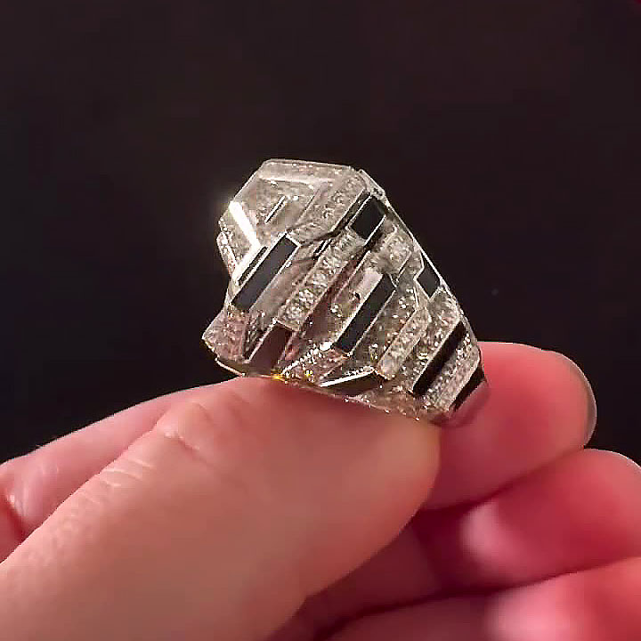 8.75ct Tapered Baguette Cut White Sapphire Cocktail Ring
