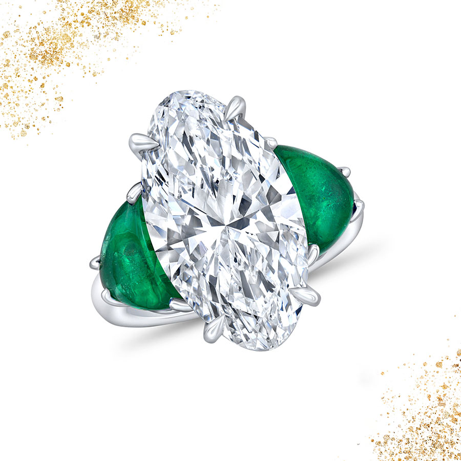 5ct Three-Stone Oval Cut White Sapphire Engagement Ring