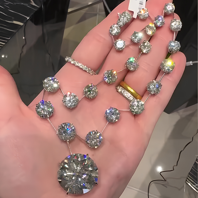 Brilliant Round Cut White Sapphire Pendant Necklace