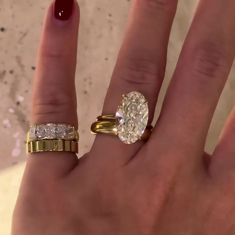 3ct Oval Cut White Sapphire Ring Set / 2-Piece