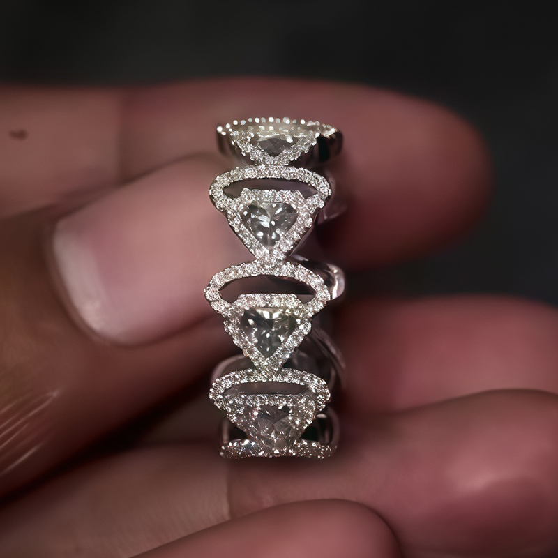 Round Cut White Sapphire Men's Wedding Band