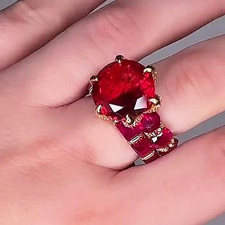 2ct Round Cut Ruby Sapphire Wedding Set