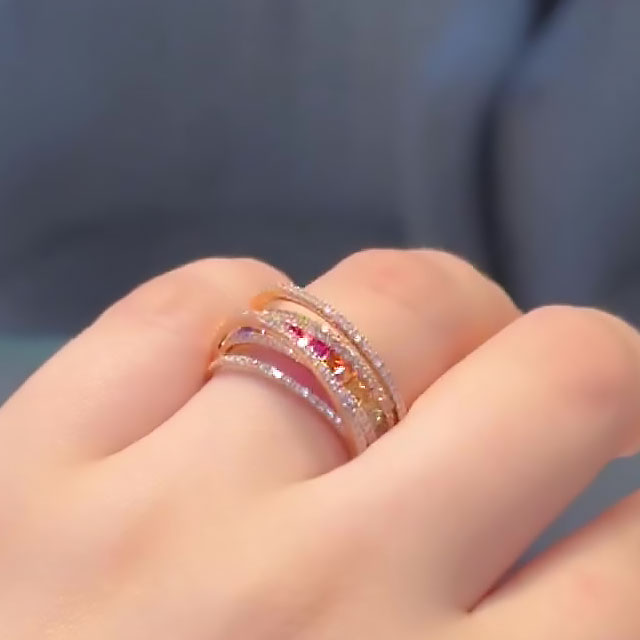 4.25ct Princess&Round Cut Rainbow Sapphire Eternity Ring