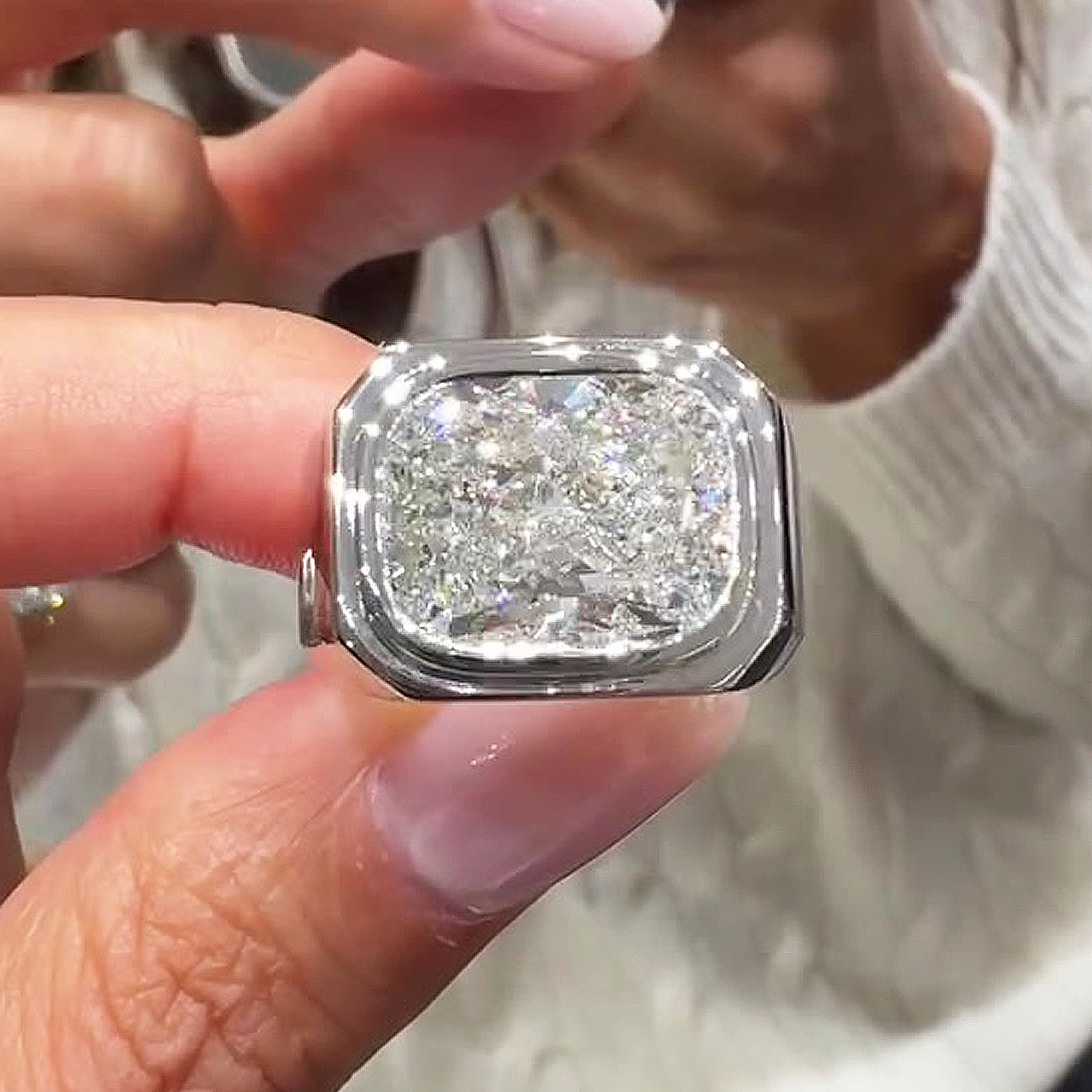 4ct Cushion Cut White Sapphire Engagement Ring