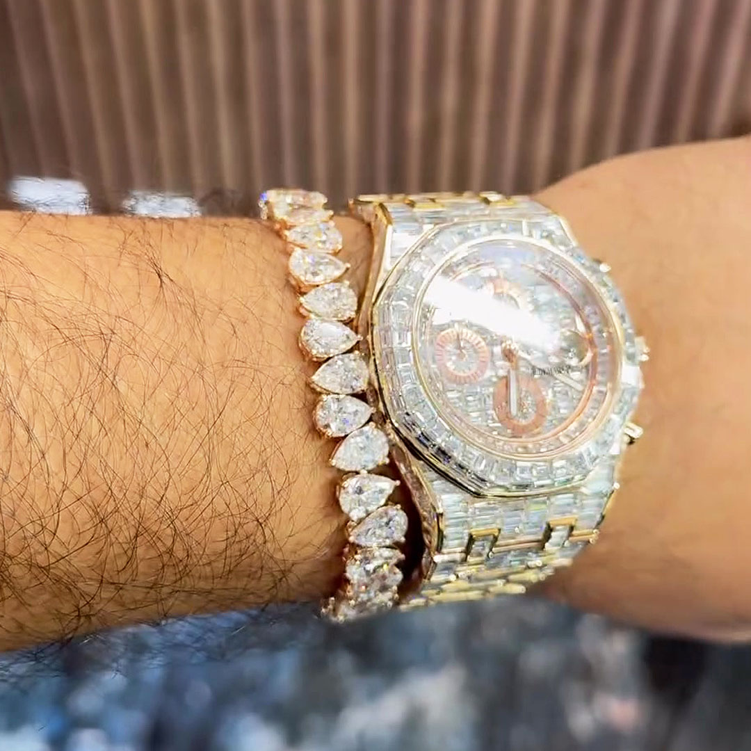 Fashion Pear Cut White Sapphire Bracelet For Men