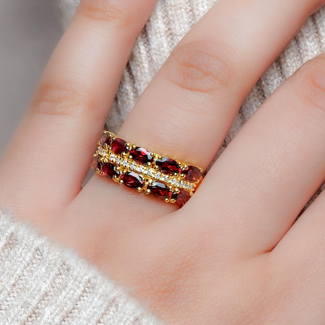 3.5ct Oval Cut Ruby Sapphire Eternity Ring