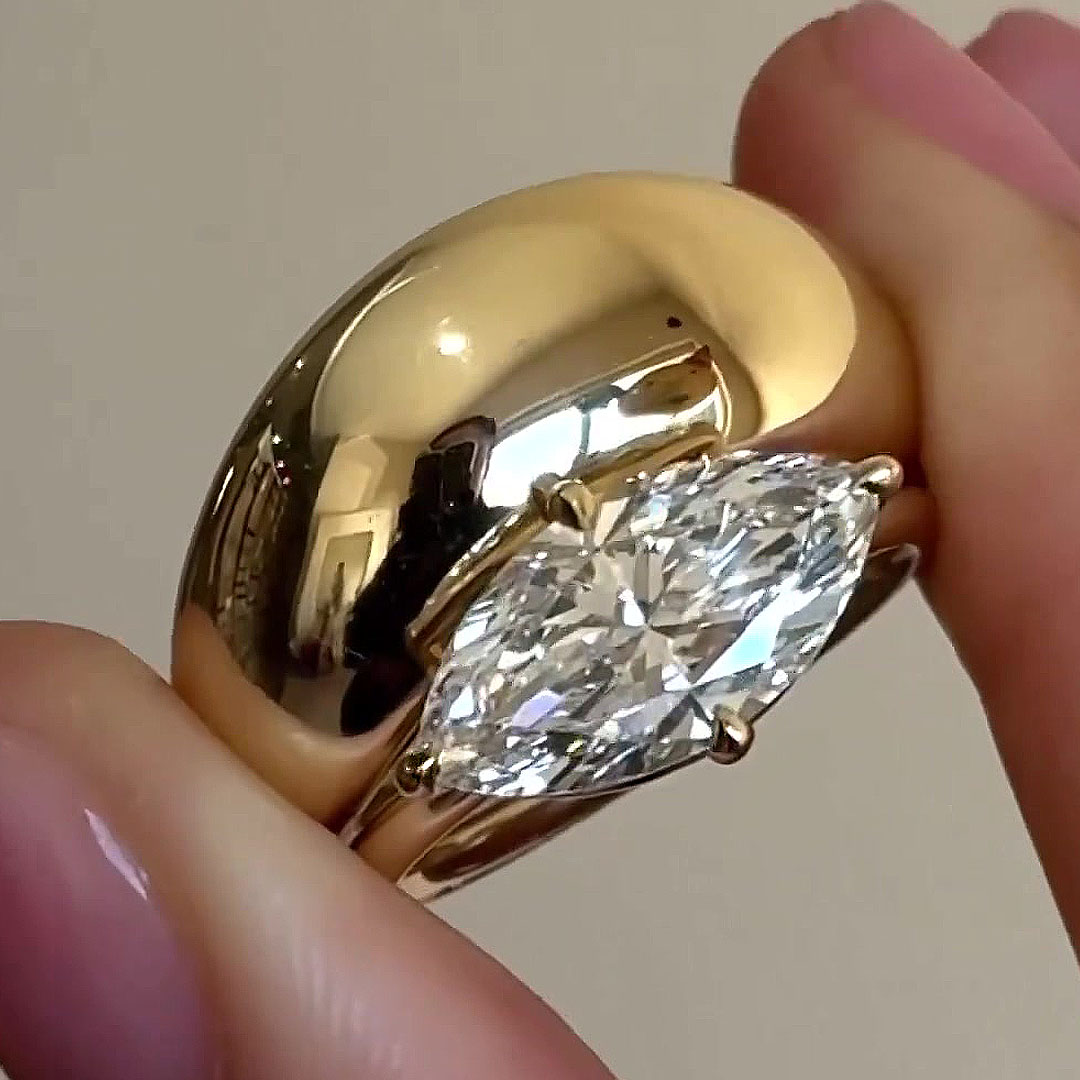 4ct Marquise Cut White Sapphire Wedding Set